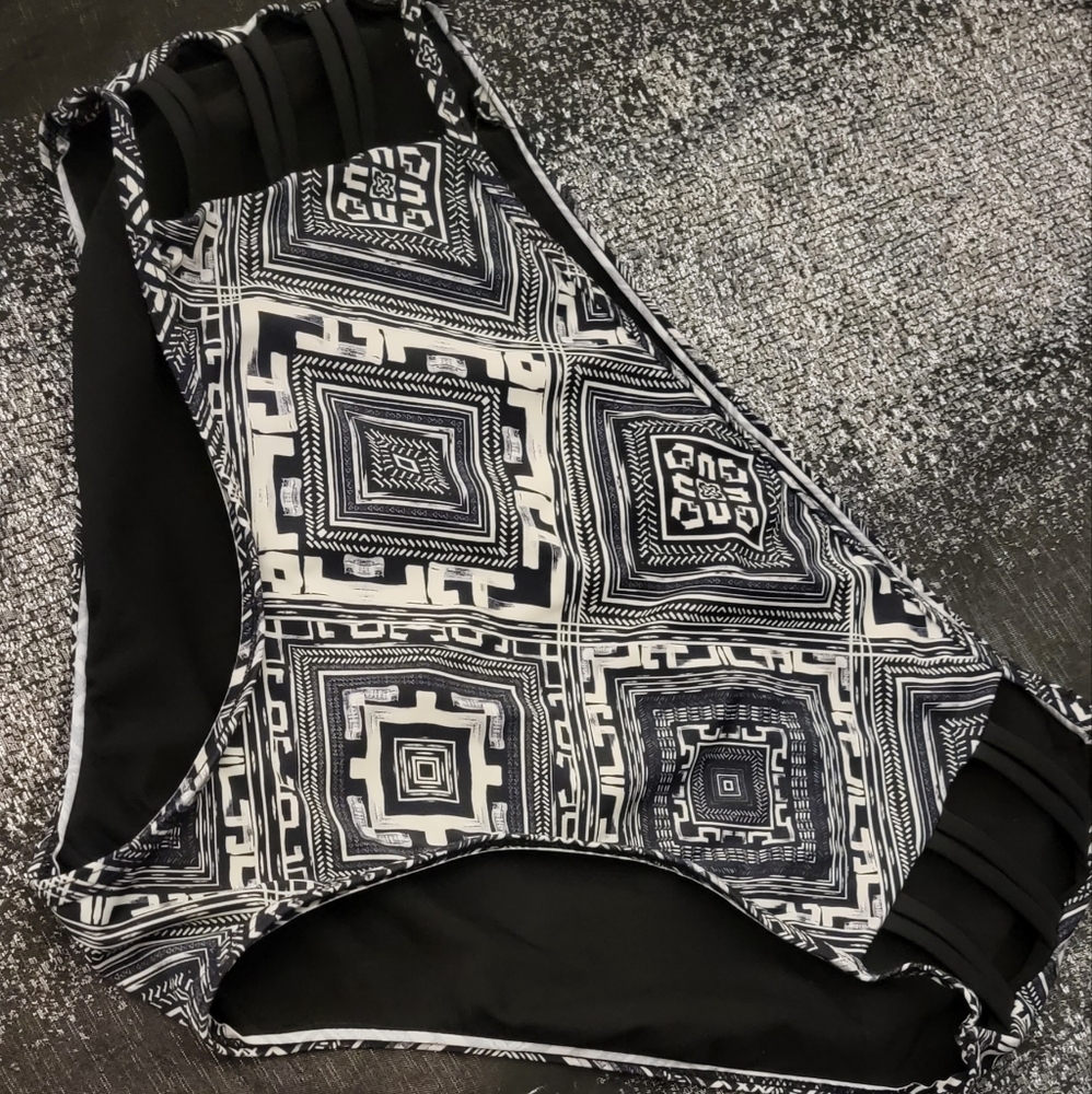 Black and white aztec swim bottoms